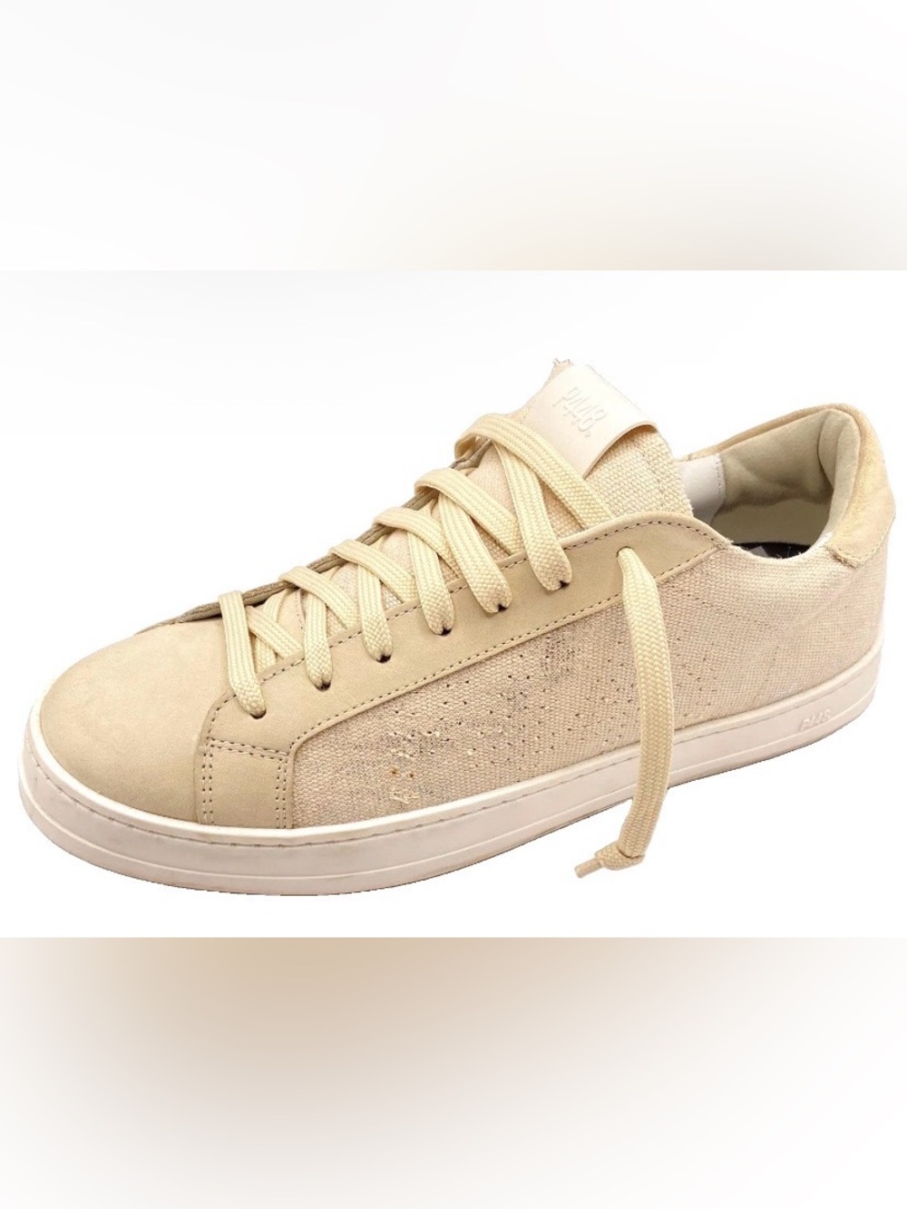 P448 You Can Surf Later Sneakers Leather Canvas Womens US 9 Metallic Shimmer